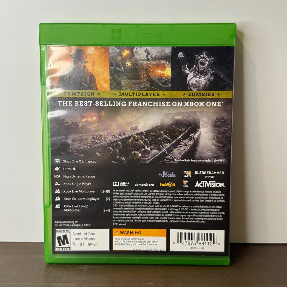 Xbox One Call of Duty WWII Video Game 4K HDR Sledgehammer Activision CIB